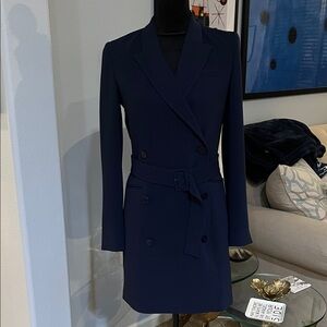 Theory Navy Double-Breasted Belted Blazer Dress | Size: 4